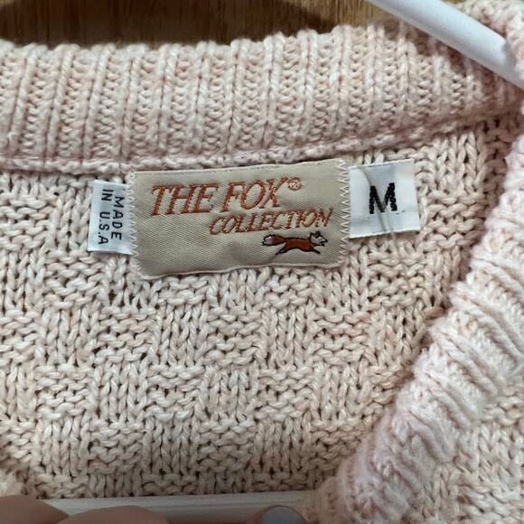Vintage The Fox Collection Chunky Textured Knit Sweater Size Medium Grandpa - Picture 3 of 5